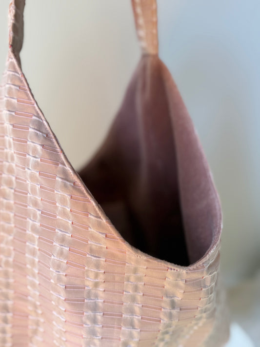 Angie Bag Shantung rosa cipria - Interno velluto rosa cipria
