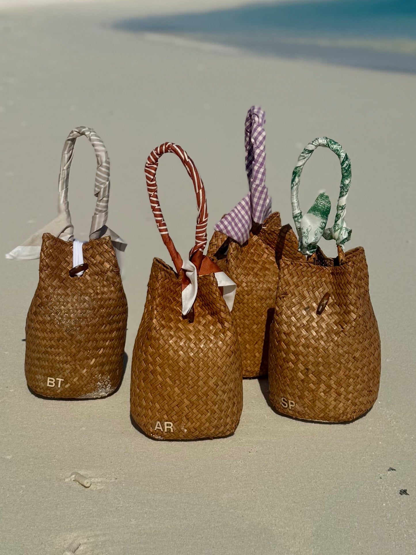 Sandy Bag - Twilly a fiori verdi - Personalizzabile con le iniziali
