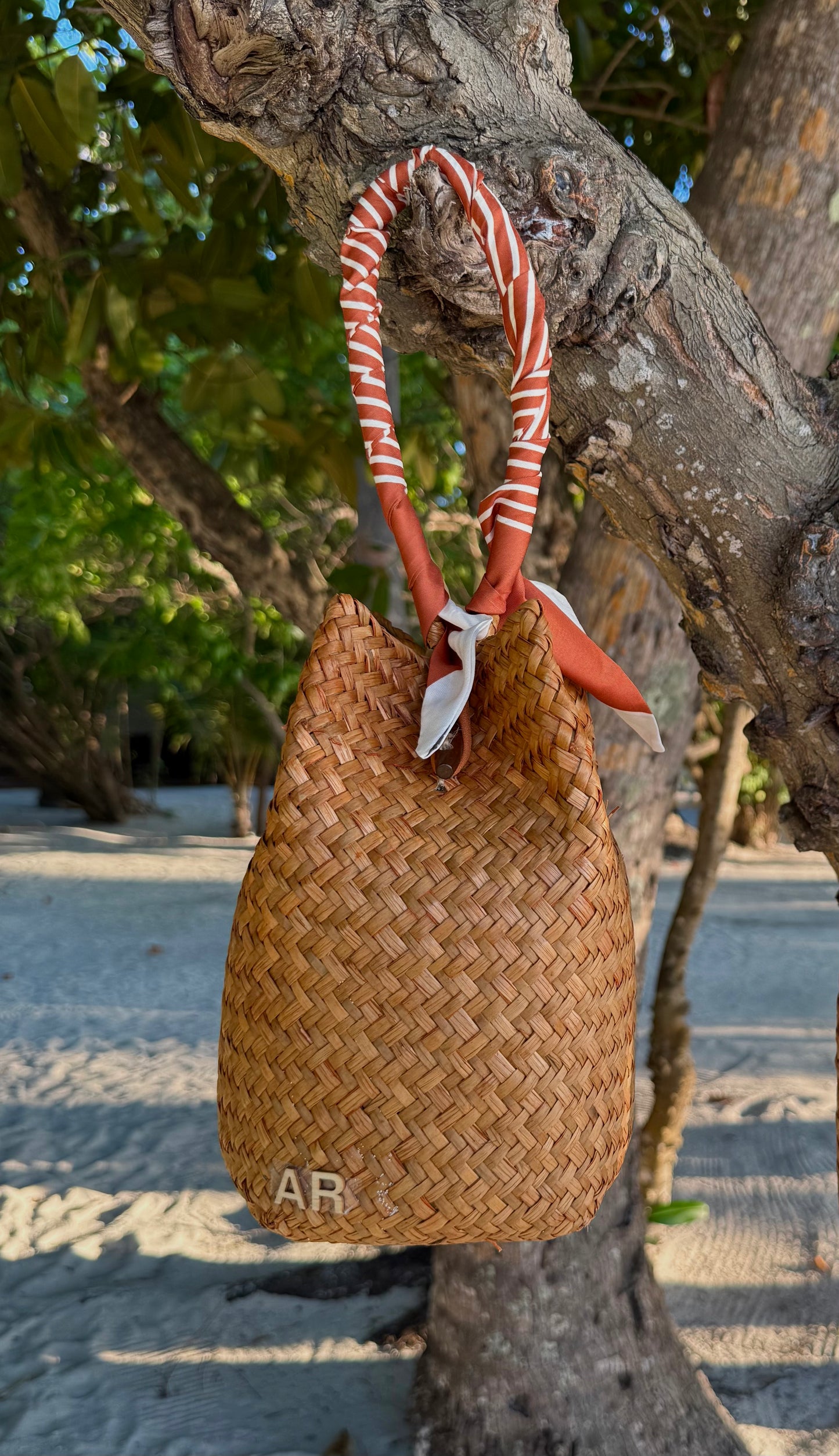 Sandy Bag - Twilly mattone a righe - Personalizzabile con le iniziali
