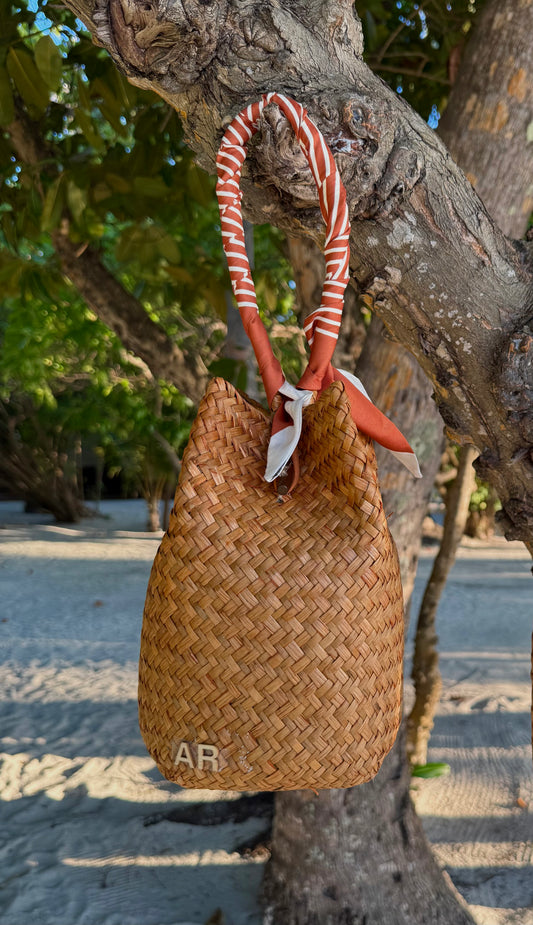 Sandy Bag - Twilly mattone a righe - Personalizzabile con le iniziali