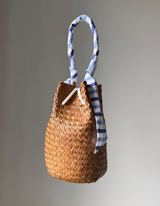 Sandy Bag - Twilly a righe azzurre e blu - Personalizzabile con le iniziali