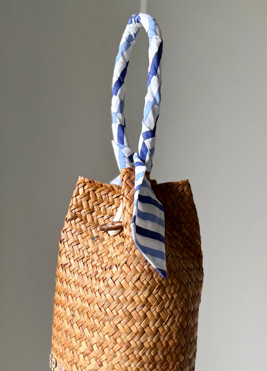 Sandy Bag - Twilly righe blu e azzurre - Personalizzabile con le iniziali