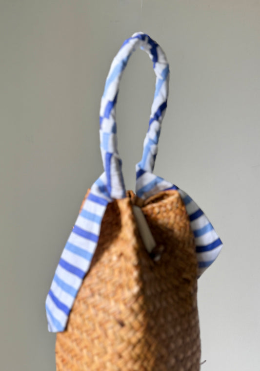 Sandy Bag - Twilly righe blu e azzurre - Personalizzabile con le iniziali