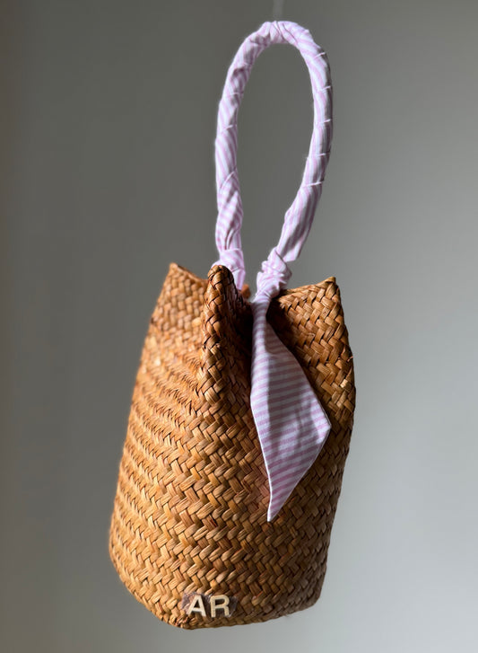 Sandy Bag - Twilly a righe rosa - Personalizzabile con le iniziali