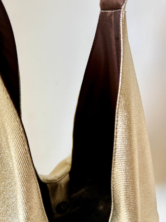Angie Bag Jeans oro reversibile - Interno Shantung cioccolato