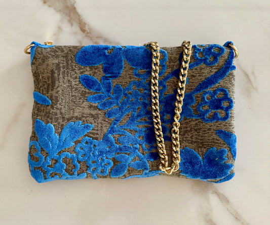 La Poshetta jacquard a fiori celesti