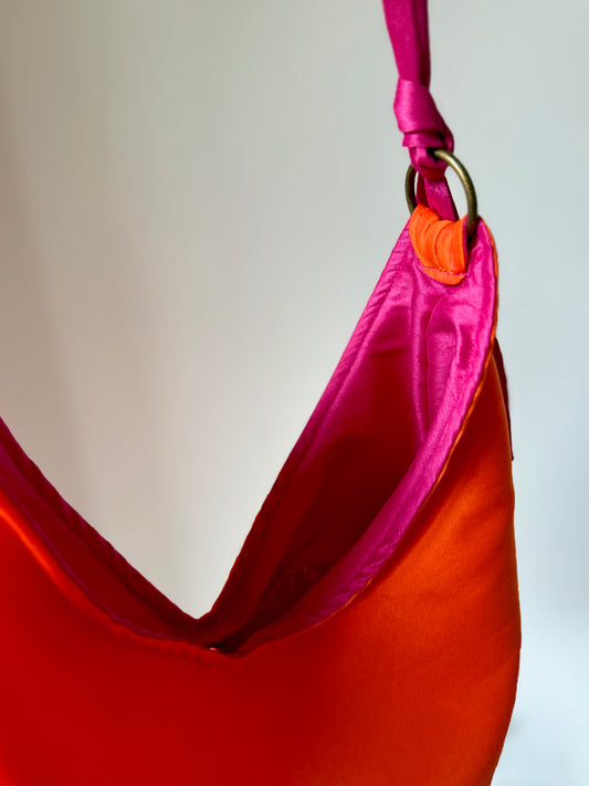 Angie Bag Mikado arancione con manico Twilly ciclamino regolabile