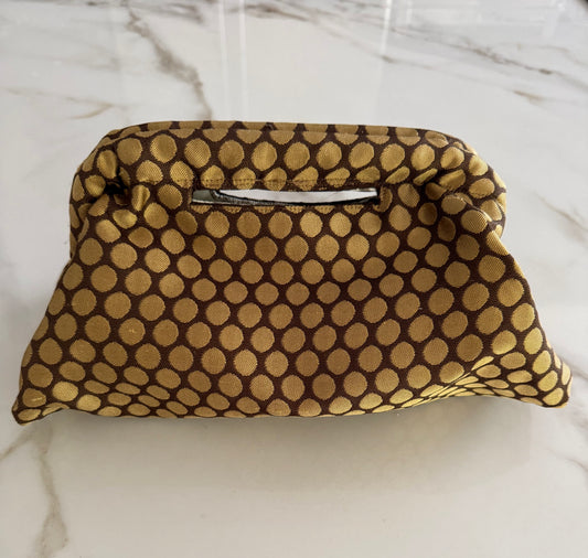 Clutch a pois oro e marrone