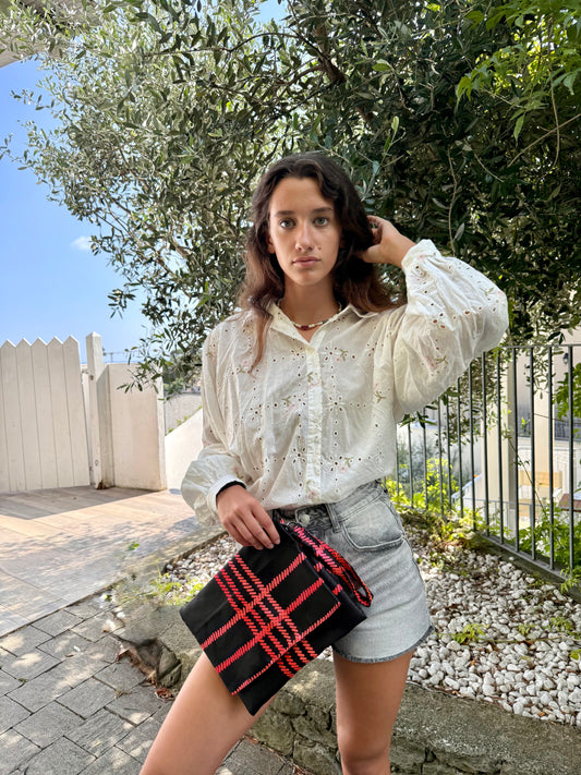 Clutch nero e ciliegia