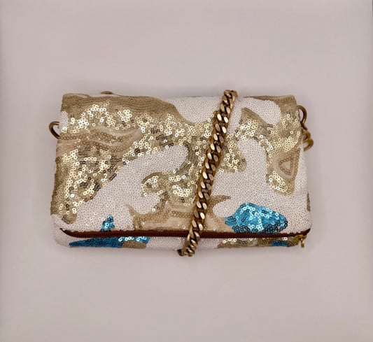 Zippy paillettes bianche, beige e azzurre