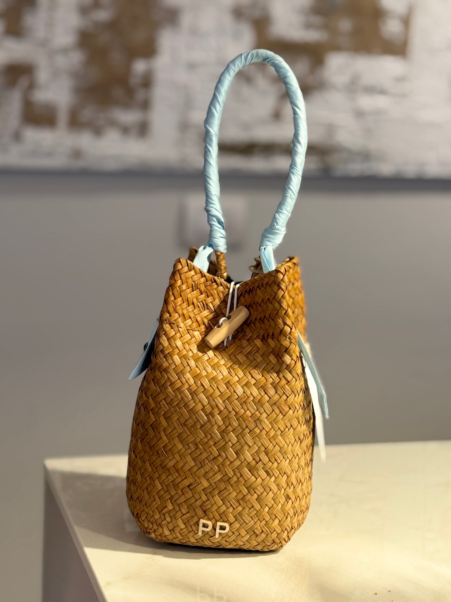Sandy Bag - Twilly azzurro - Personalizzabile con le iniziali