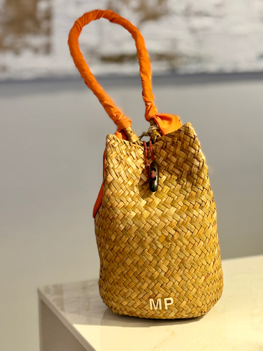 Sandy Bag - Twilly arancione - Personalizzabile con le iniziali
