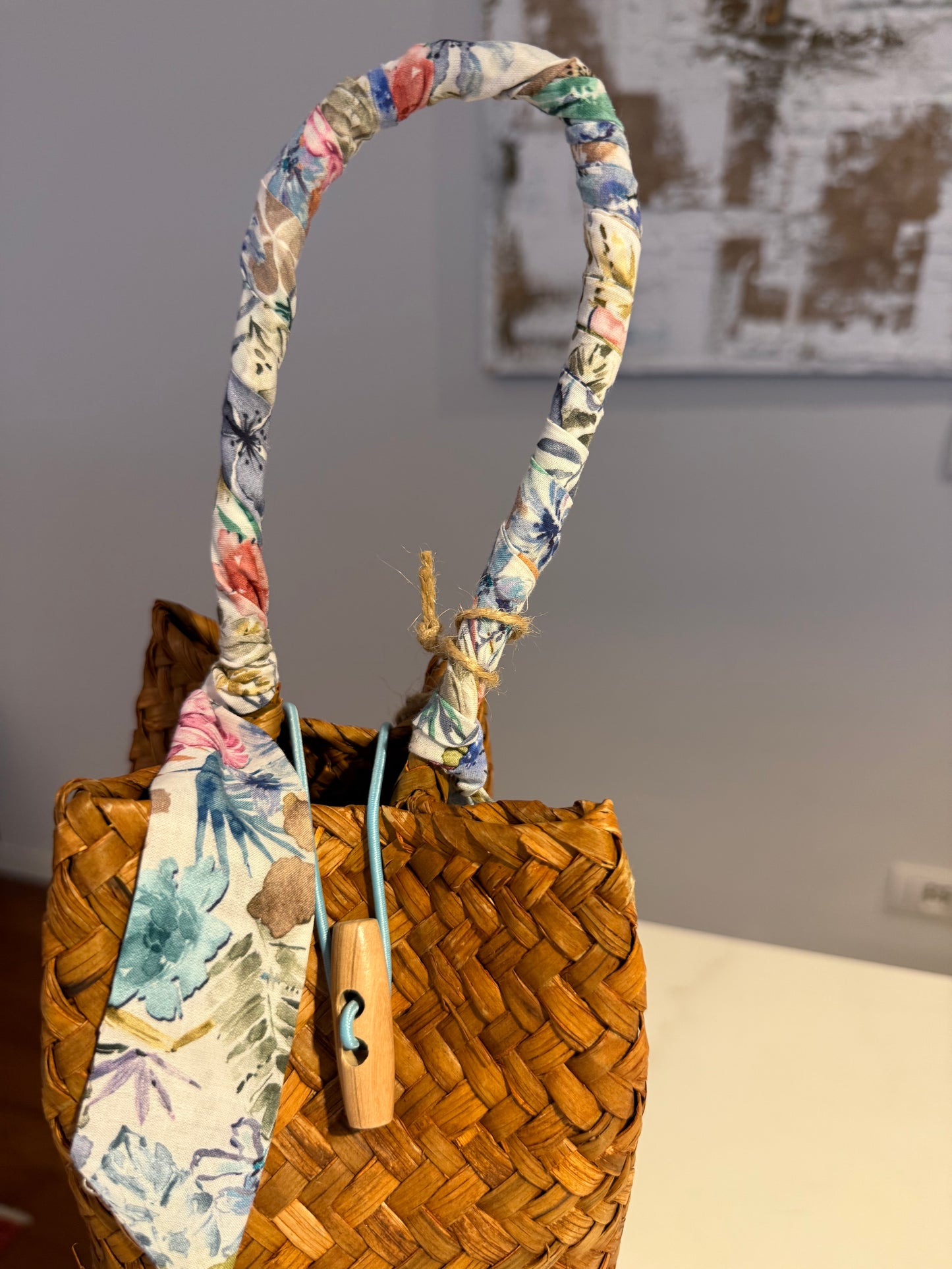 Sandy Bag - Twilly fiori blu e azzurri - Personalizzabile con le iniziali