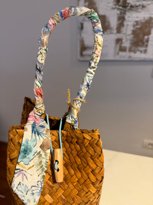 Sandy Bag - Twilly fiori blu e azzurri - Personalizzabile con le iniziali