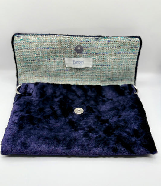 Clutch in velluto viola