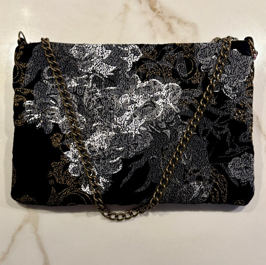 La Poshetta nera in velluto Jacquard a fiori