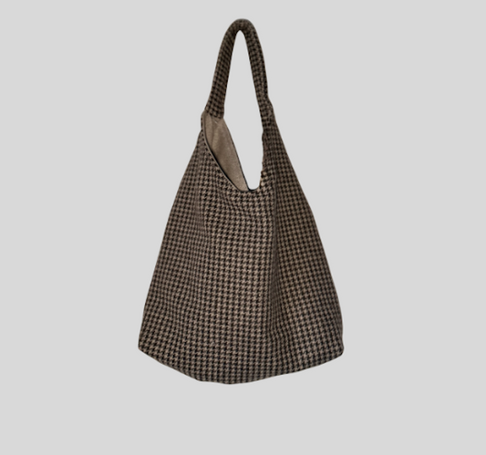 Angie Bag Pied de Poule sabbia e nero