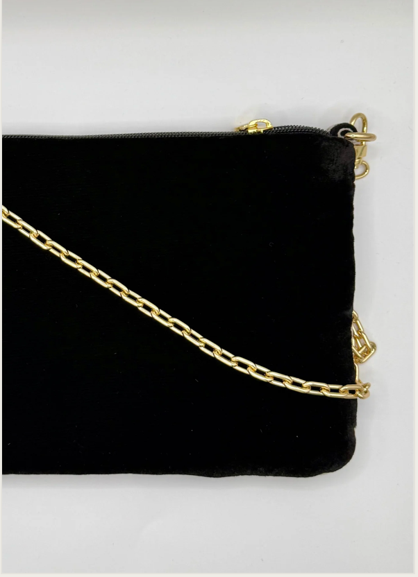 La Poshetta Mini velluto Jacquard animalier - Retro in velluto nero