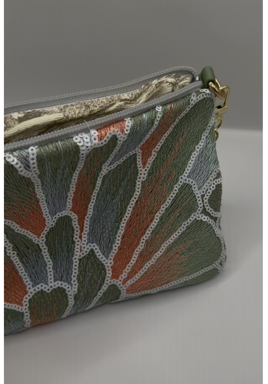 La Poshetta Mini Jacquard paillettes colorate - Retro verde