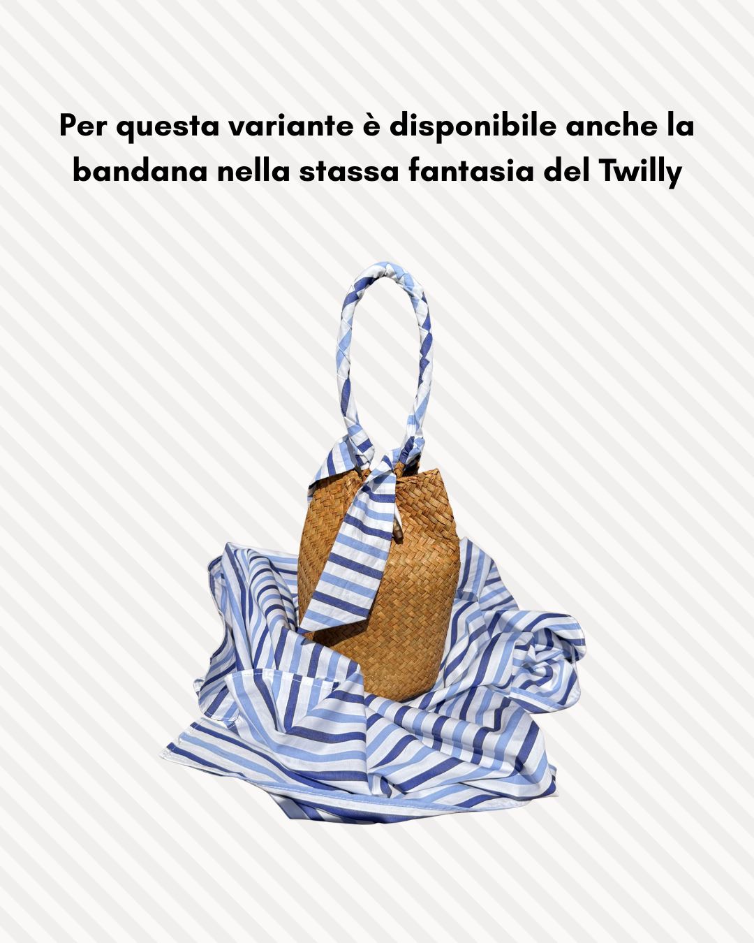 Sandy Bag - Twilly righe blu e azzurre - Personalizzabile con le iniziali